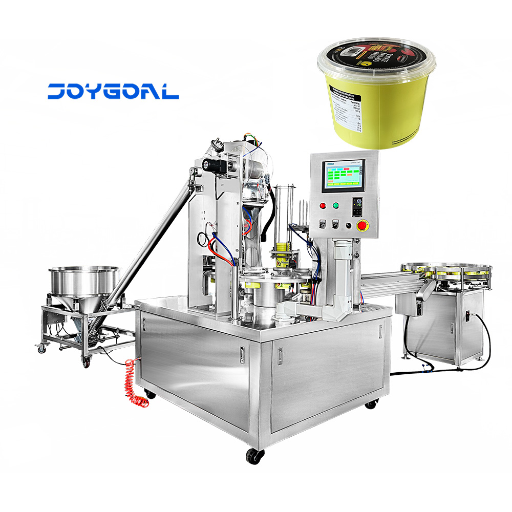 全自動定量咖啡粉面粉杯盒灌裝封口機(jī)打碼扣蓋包裝機(jī)設(shè)備
